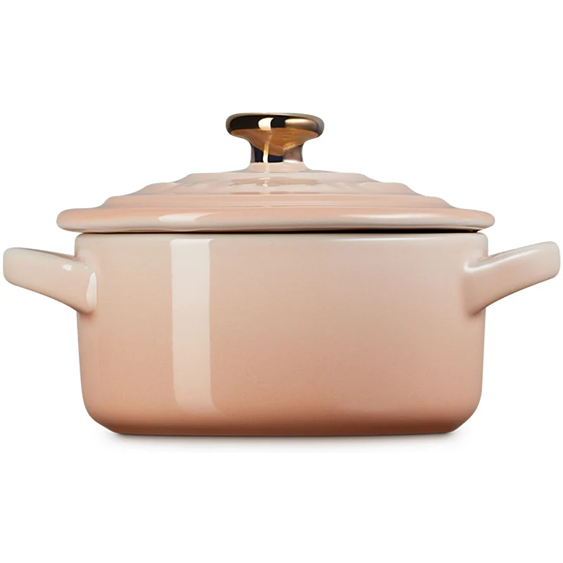 Le Creuset Mini Cocotte 10 cm mit goldfarbenem Herzknopf Peche