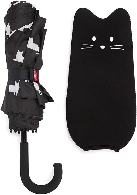 balvi Schirm Meowmbrella Farbe Schwarz Originelles Design voller Katzen Aus Nylon