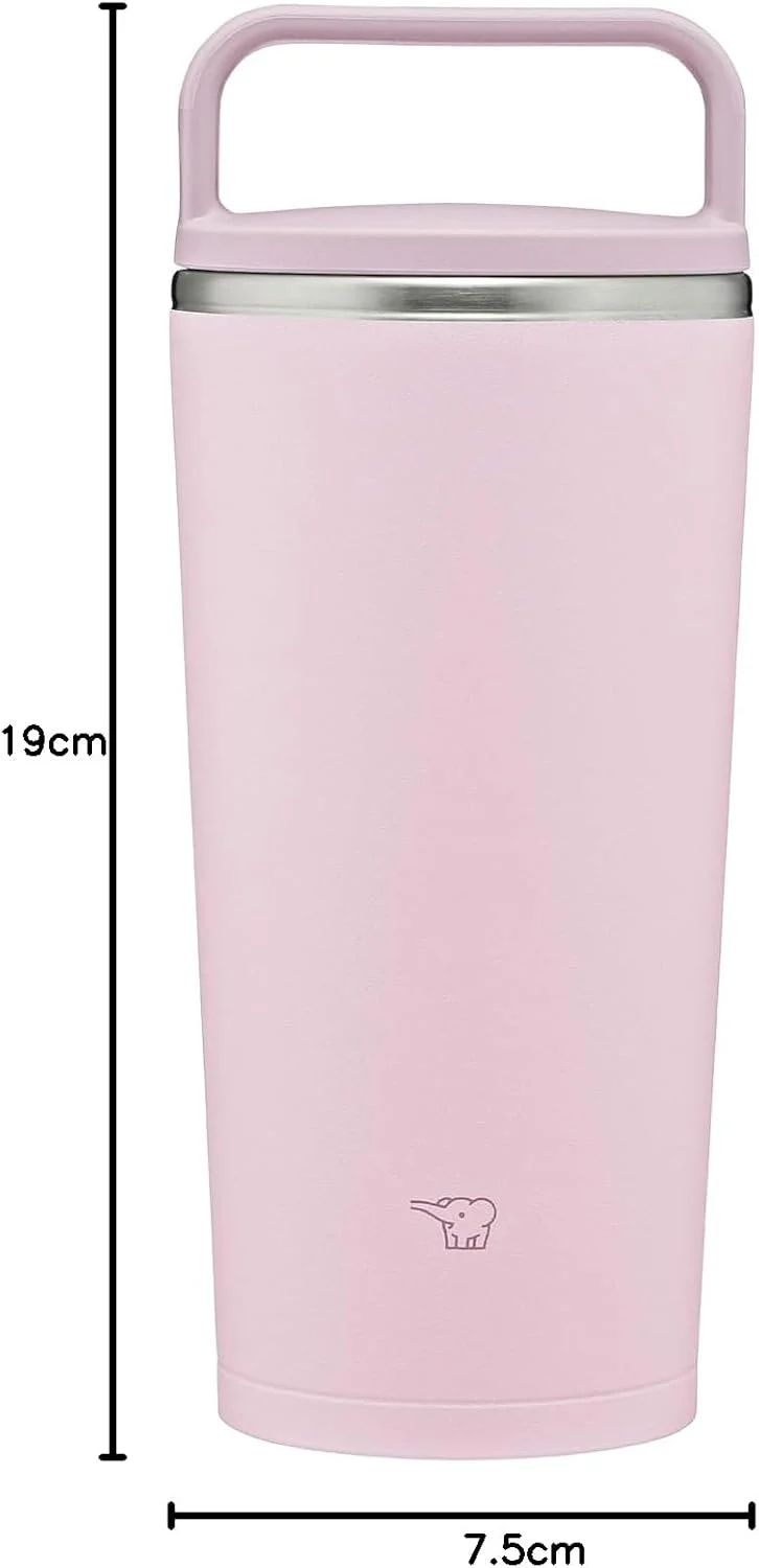 Zojiri SX-JS30-PM Mahoobin Becher mit Griff, spülmaschinenfest, nahtlos, 2er-Set, Dusty Pink, 2 Stüc