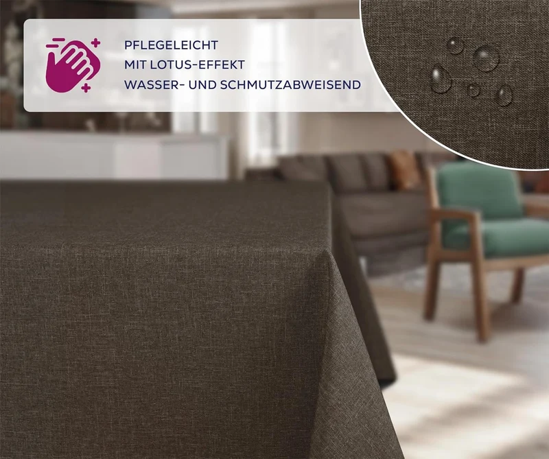 BEAUTEX fleckenabweisende und bügelfreie Tischdecke - Tischtuch mit Lotuseffekt - Tischwäsche in Lei