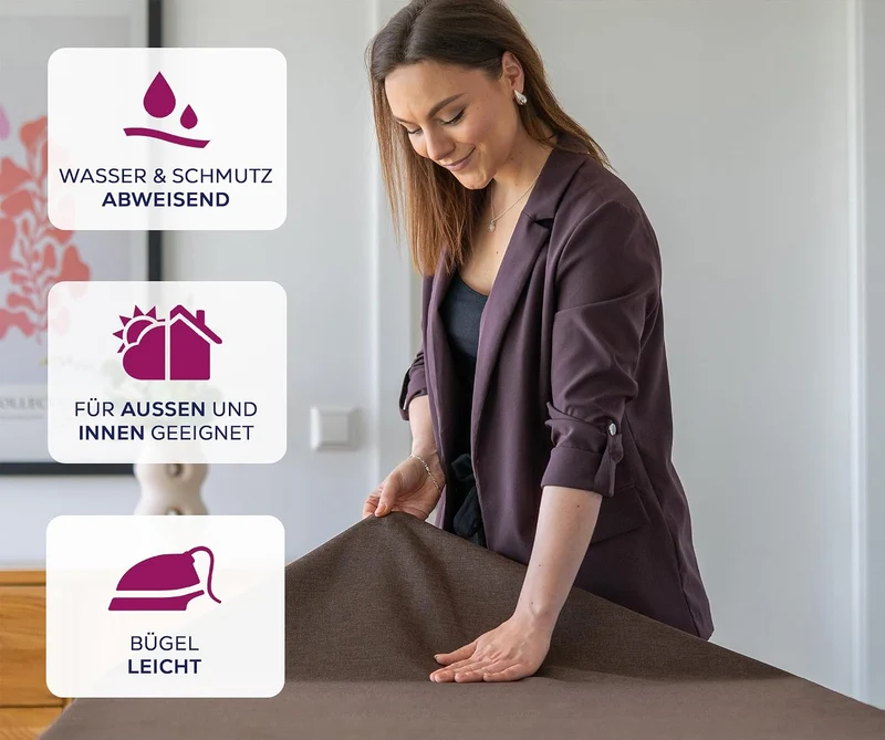 BEAUTEX fleckenabweisende und bügelfreie Tischdecke - Tischtuch mit Lotuseffekt - Tischwäsche in Lei