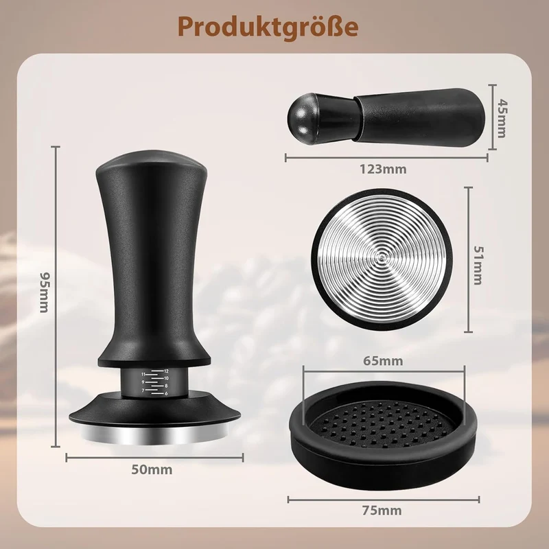 SANTUO Espresso Tamper 51mm, Druckregulierender Kaffee Tamper mit Skala, Edelstahl Siebträger Zubehö
