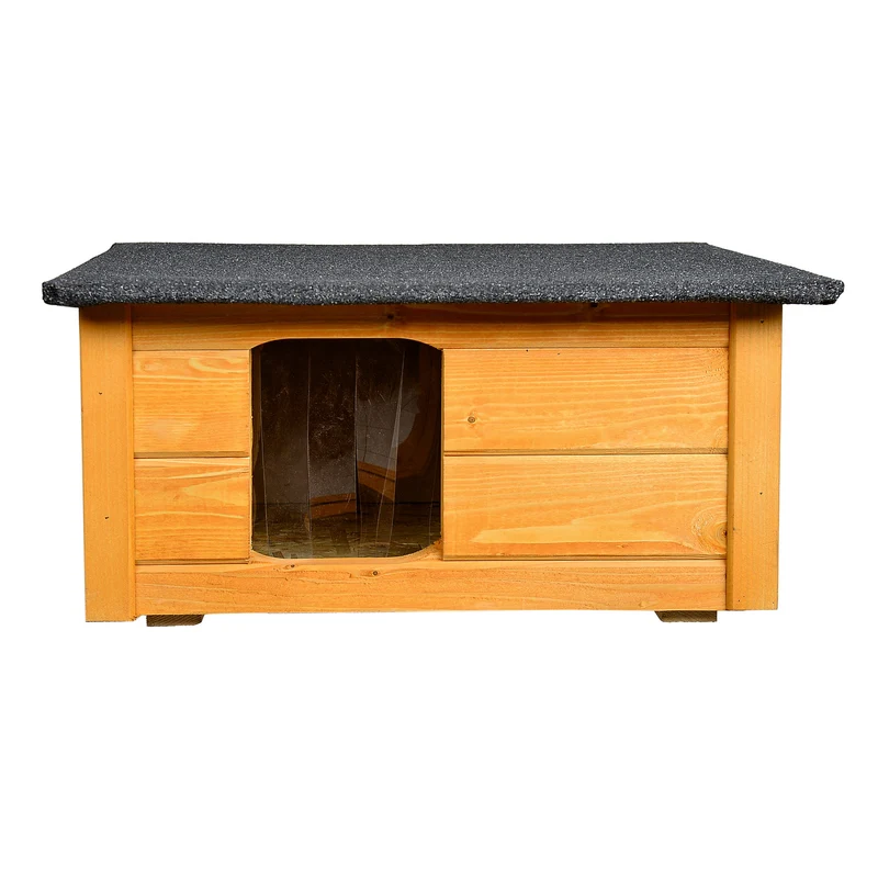 Dog Kennel Insulated Spruce Wood Waterproof Pet House Impregnated Outdoor Box Roof Opening Lifting