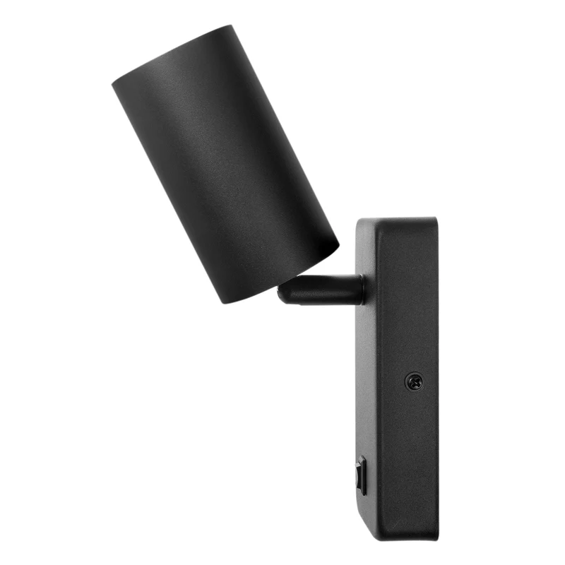 Wall lamp / wall lamp Maclean, spot, round, GU10, with switch 55x90mm, black color, MCE369 B+ LED bulb GU10 7W Maclean Energy MCE437 NW neutral white 4000K, 220-240V~, 50/60Hz, 490 lumens