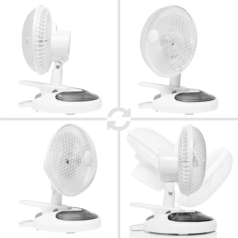 Duronic FN15 Tischventilator | Mini Ventilator 20 cm | Mobiler Lüfter mit Clip und Aufbewahrungsbox als Standfuß | Klein und leise bei 15 Watt | 2 Geschwindigkeitsstufen | 360° | Büro und Schlafzimmer