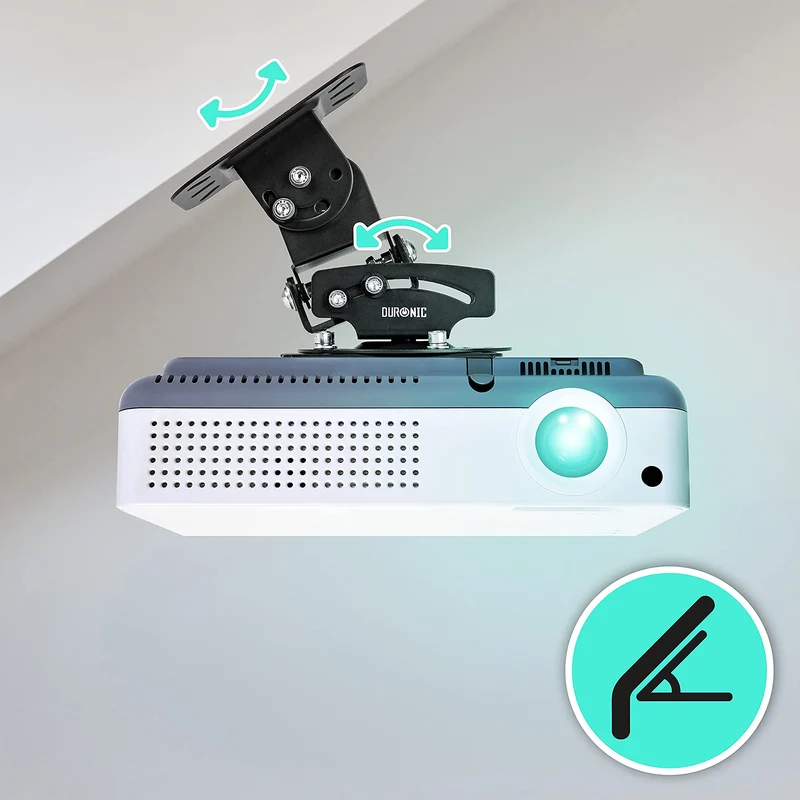 Duronic PB03XB Beamerhalterung | Projektor Deckenhalterung | Universal Beamer Wandhalterung | Halterung für Video-Projektor | drehbar und schwenkbar | Heimkino | Bis 13,6 kg | 360° Rotation | Schwarz