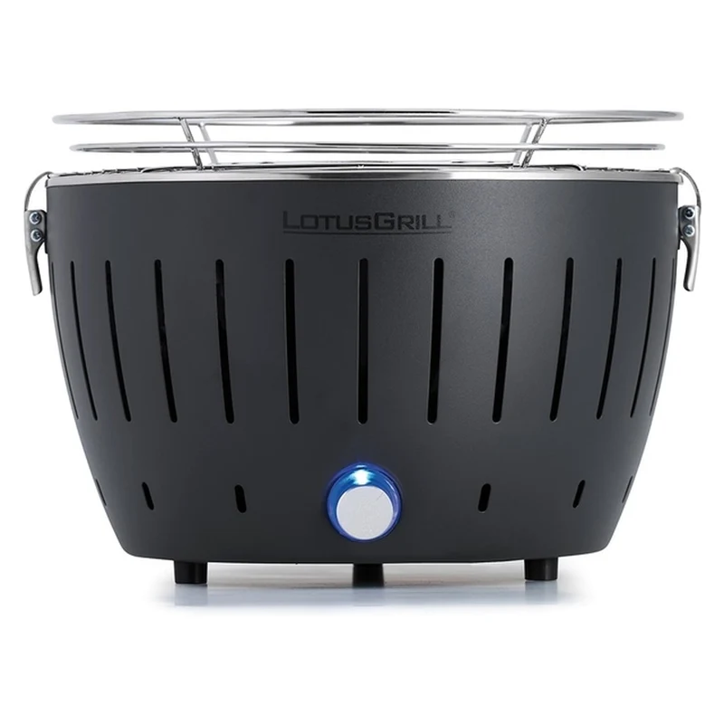 LotusGrill Classic G340 Holzkohlegrill mit Lüfter mit USB Anthrazitgrau