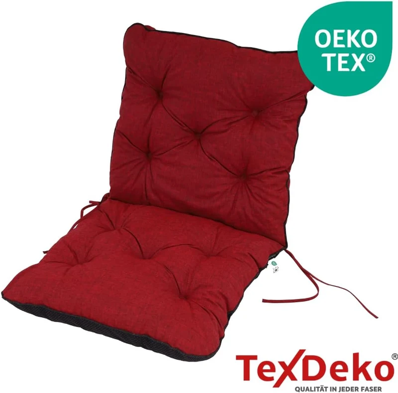 TexDeko® Ecolen Niedriglehner Auflage für Gartenstuhl 50x50x50cm Leinenstruktur hochwertig gepolster