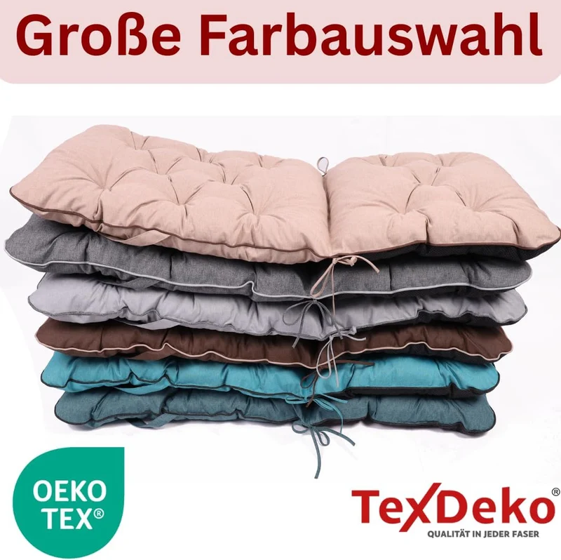 TexDeko® Ecolen Niedriglehner Auflage für Gartenstuhl 50x50x50cm Leinenstruktur hochwertig gepolster