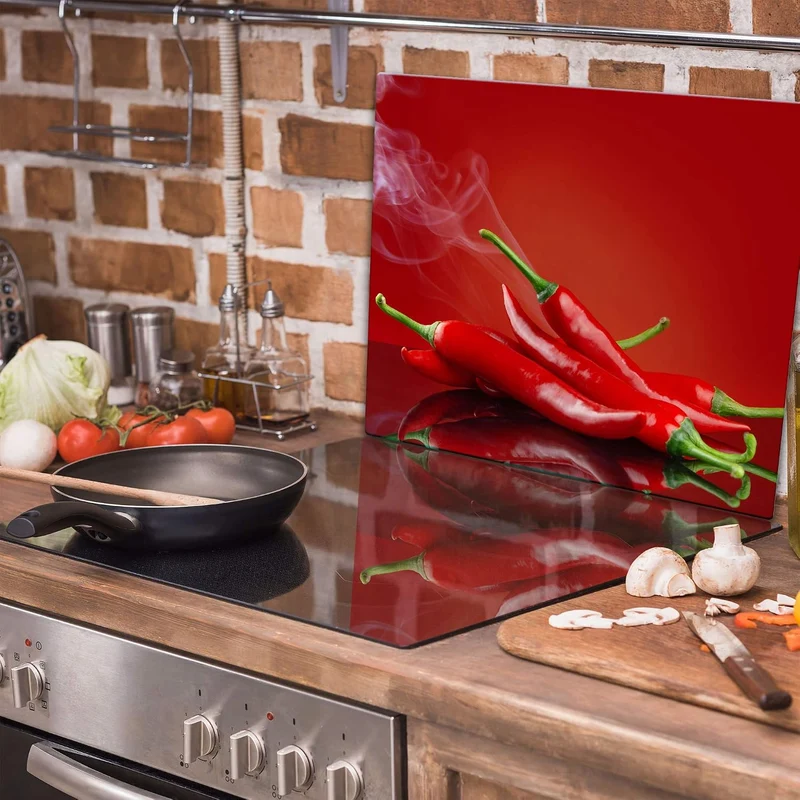 TMK ArtDeko Herdabdeckplatte 1 Teilig 60x52 cm – Spritzschutz Herdabdeckung – Herdschutz aus Sicherh