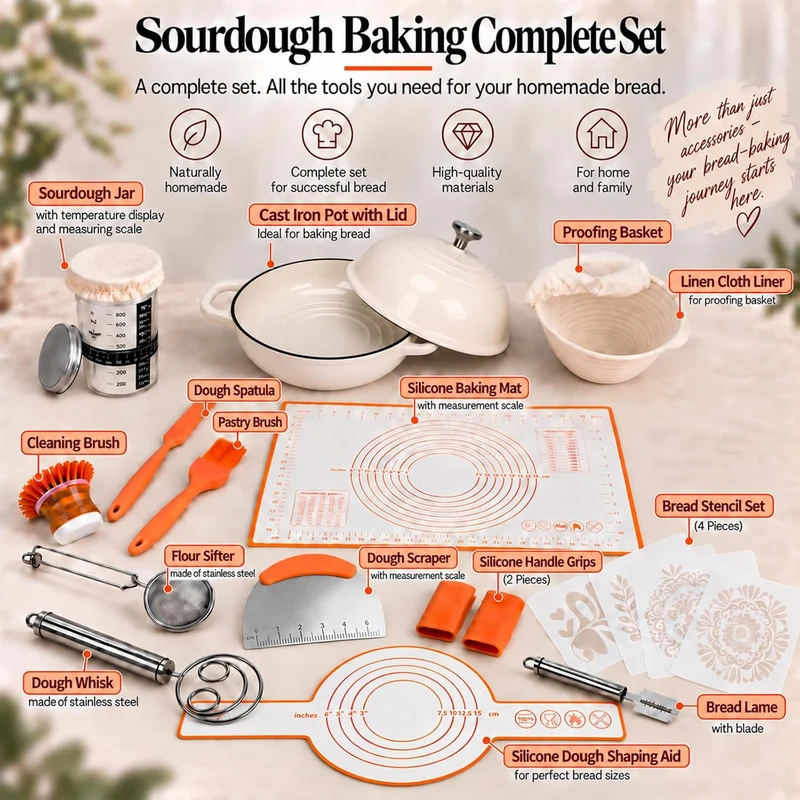 GFTIME Gusseisen Topf Brot Backen, Schmortopf Gusseisen Topf mit Deckel, Dutch Oven Brotbacktopf mit