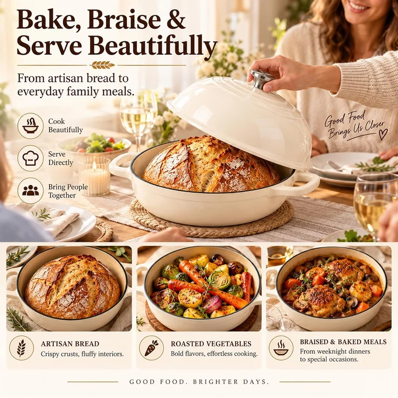 GFTIME Gusseisen Topf Brot Backen, Schmortopf Gusseisen Topf mit Deckel, Dutch Oven Brotbacktopf mit