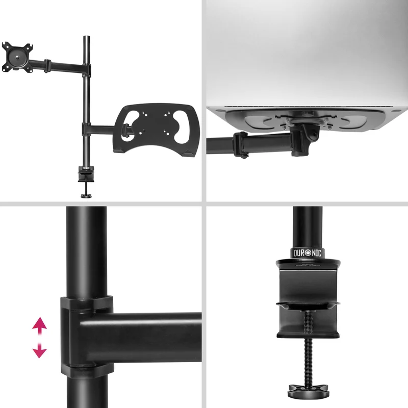 Duronic DM25L1X1 Monitor-Halterung 1 Monitor für 13-27 Zoll Flach & Curved und Laptop Ständer Gaming Bildschirm-Halterung 8kg, Monitor Tischhalterung Höhenverstellbar, Vesa halterung, Monitor-Arm