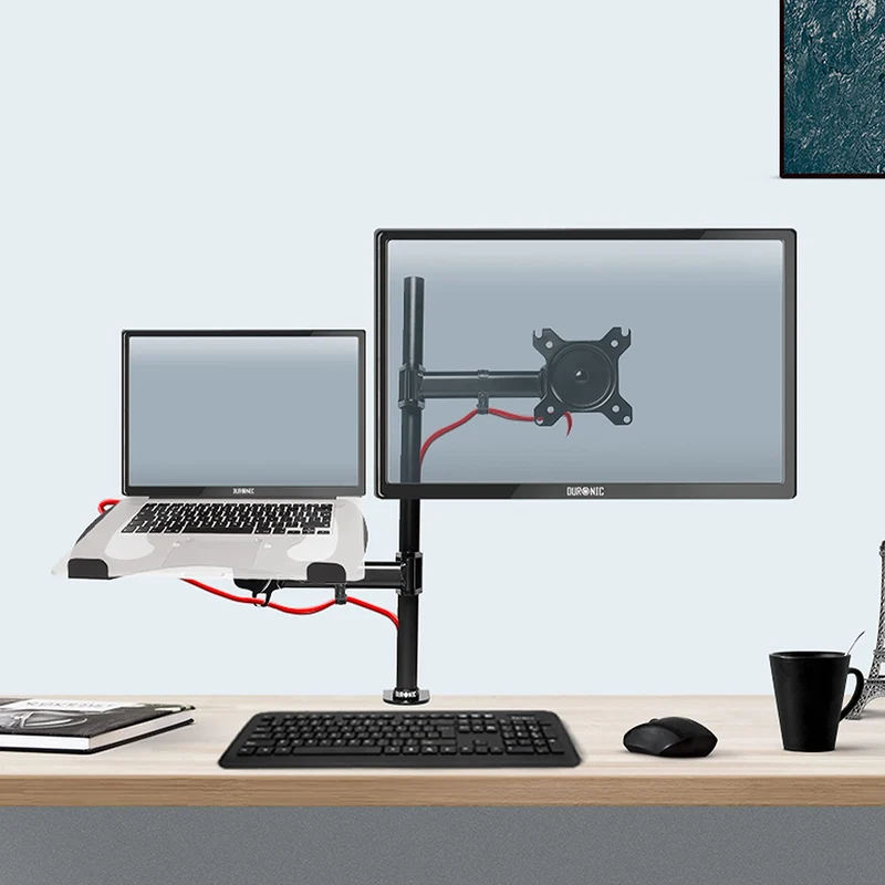 Duronic DM25L1X1 Monitor-Halterung 1 Monitor für 13-27 Zoll Flach & Curved und Laptop Ständer Gaming Bildschirm-Halterung 8kg, Monitor Tischhalterung Höhenverstellbar, Vesa halterung, Monitor-Arm