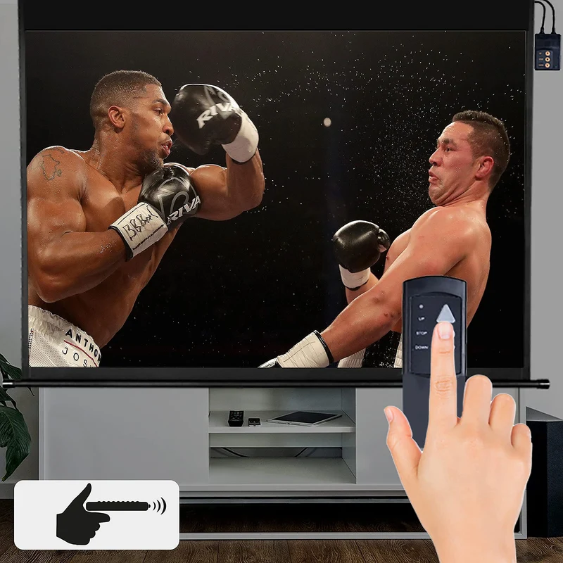 Duronic EPS115 Leinwand | 115 Zoll Rollo mit 254 x 143 cm | 16:9 Heimkino mit 4K Full HD 3D | Projektionsleinwand für Decken- und Wandmontage | Gain 1.0 | Beamerleinwand mit Motor für Fernbedienung