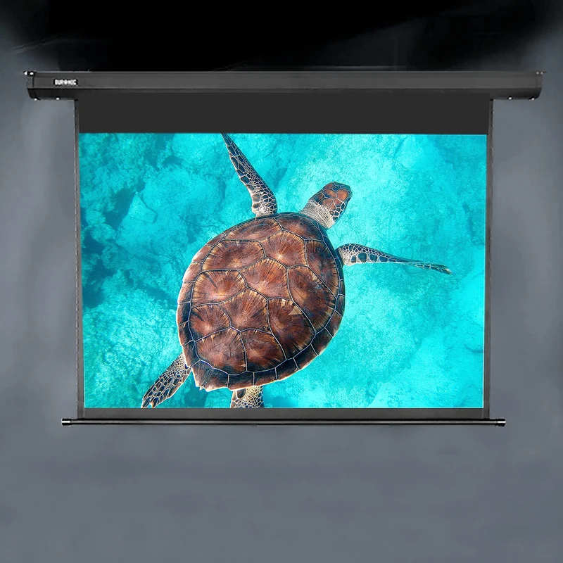 Duronic EPS92 Leinwand | 92 Zoll Rollo mit 203 x 114 cm | 16:9 Heimkino mit 4K Full HD 3D | Projektionsleinwand für Decken- und Wandmontage | Gain 1.0 | Beamerleinwand mit Motor für Fernbedienung