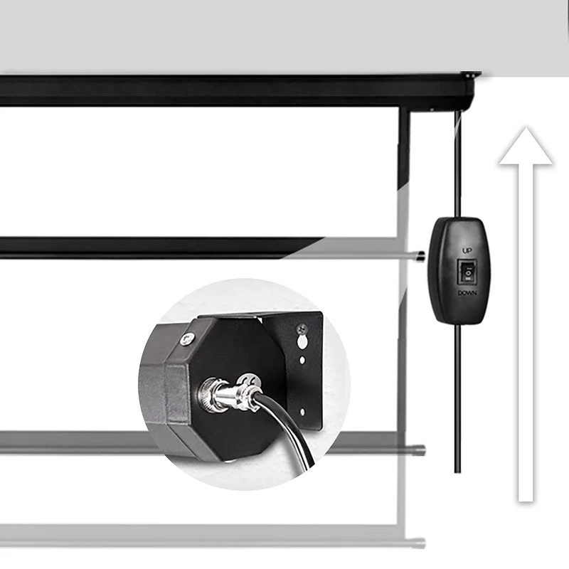 Duronic EPS60 Leinwand | 60 Zoll Rollo mit 122 x 91 cm | 4:3 Heimkino mit 4K Full HD 3D | Projektionsleinwand für Decken- und Wandmontage | Gain 1.0 | Beamerleinwand mit Motor für Fernbedienung