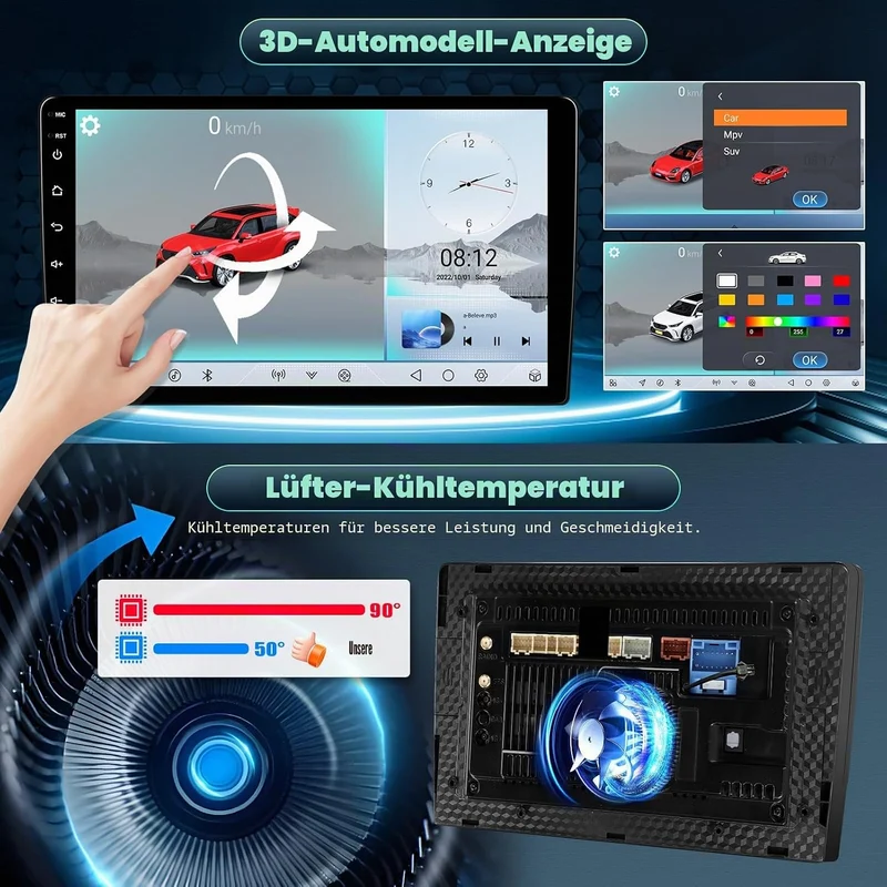 CAMECHO Qualcomm 8-Kern 4+64G Android 15 DSP Autoradio für Porsche Cayenne 2002-2010 mit Rückfahrkam