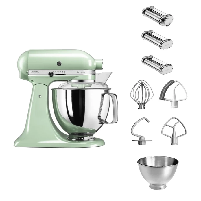 KitchenAid 4,8 L 5KSM175 Artisan Küchenmaschine Pastalover mit Nudelwalzen 3er- Set