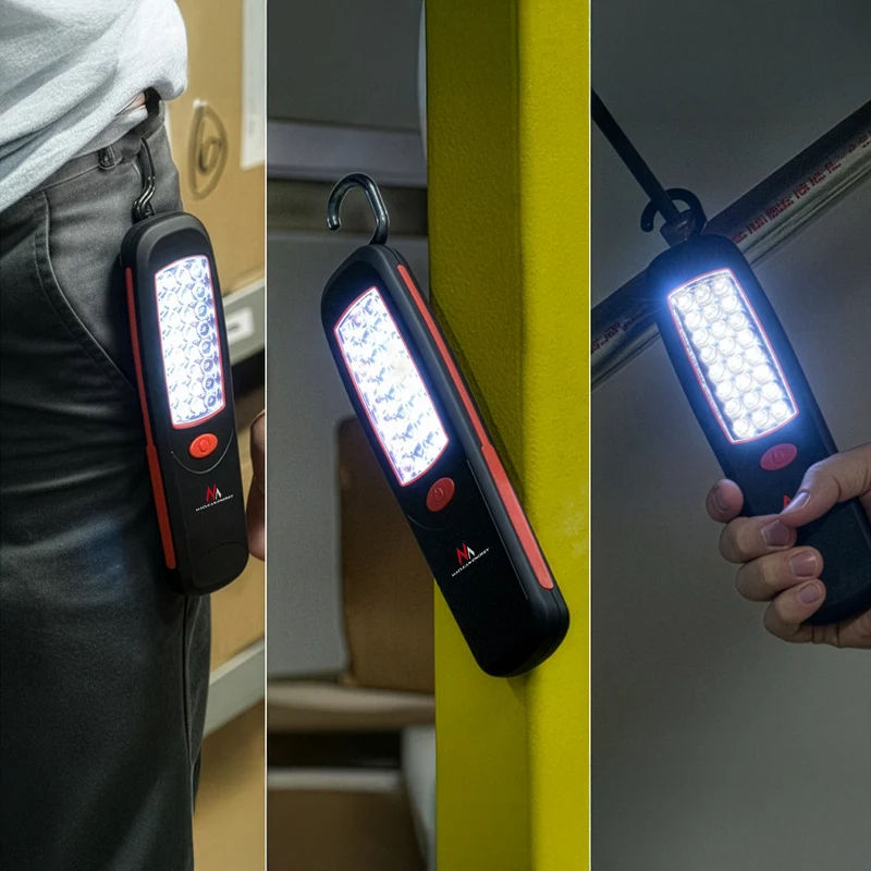 2 Maclean COB LED workshop lamps, magnet, hook, MCE03 + 6 R-06 R06 AA LR06 1.5V VARTA Longlife Power batteries