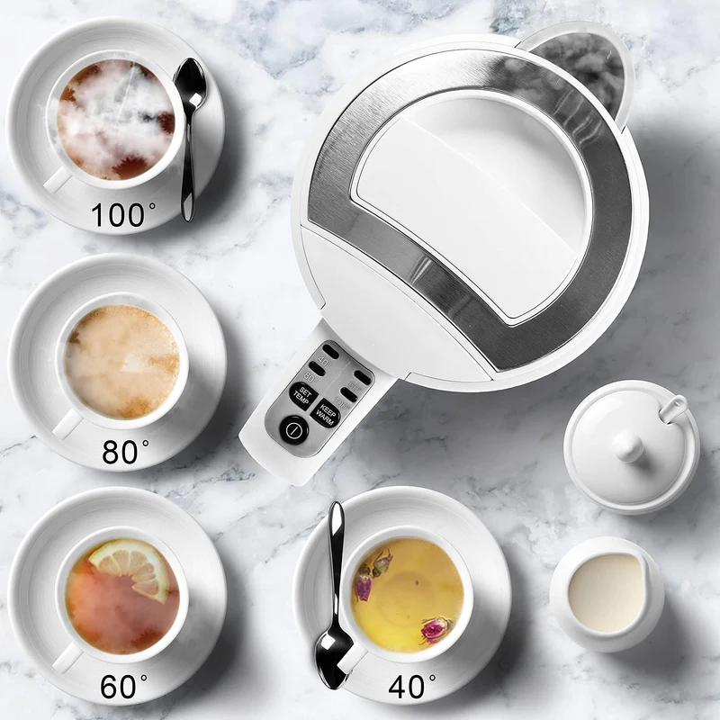 Duronic EK30 WE Wasserkocher 3000 Watt | Wasserkessel mit einstellbarer Temperatur und Thermostat | 40 ° | 60 ° | 80 ° | 100 ° C | 1,5 L | Warmhaltefunktion | Doppelwandig | Anti-Kalkfilter