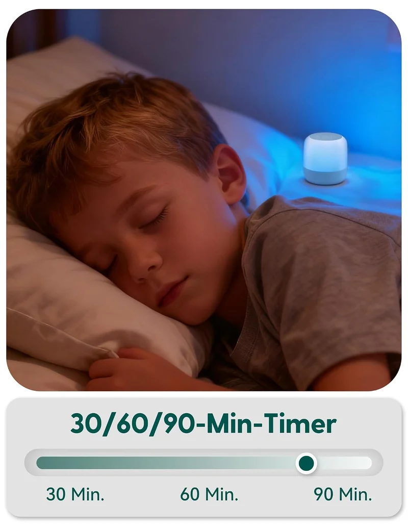 Babelio White Noise Machine Baby - Pocket Glow Verbesserte Nachtlichter mit 9 Farben, 20 nicht wiede