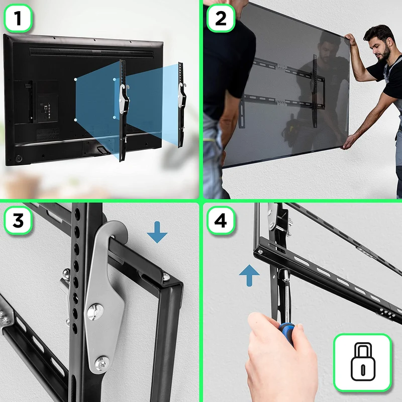 Duronic TVB777 Wandhalterung | Fernseher bis 60" Zoll | 40 kg Belastbarkeit | VESA 600 x 400, 400 x 400 | Neigbar TV Halterung | Plasma LED OLED LCD Fernsehhalterung | Monitor Flach und Curved