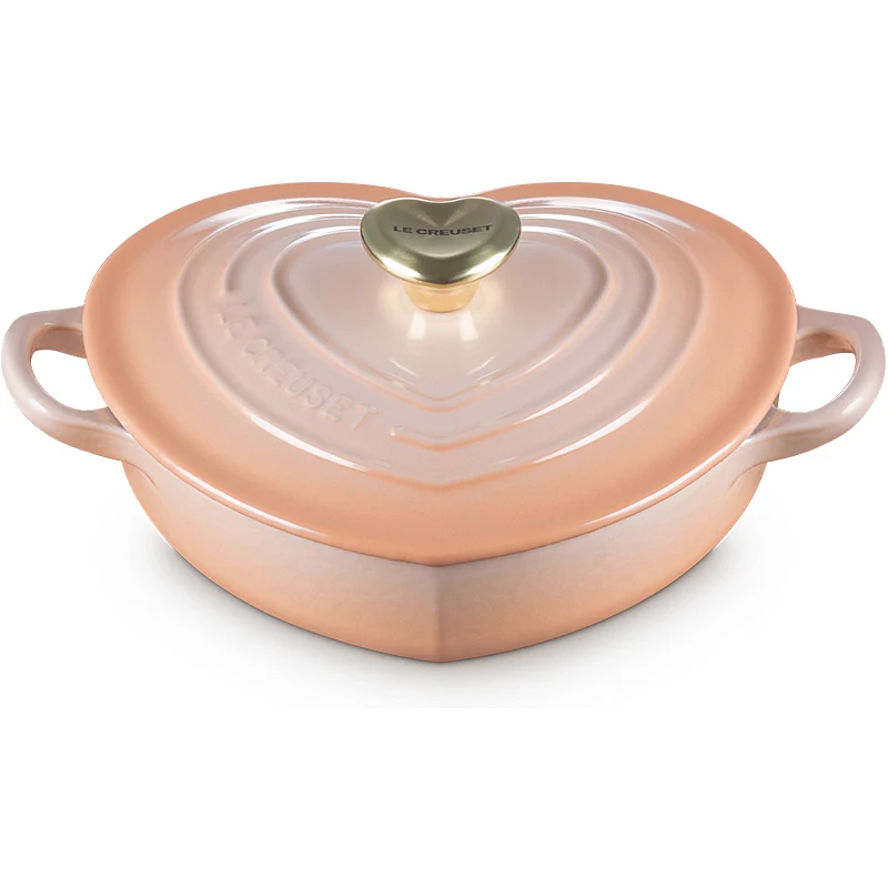 Le Creuset Gourmet-Profitopf Herz mit Herzdeckelknopf 20 cm Peche
