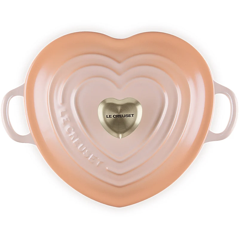 Le Creuset Gourmet-Profitopf Herz mit Herzdeckelknopf 20 cm Peche