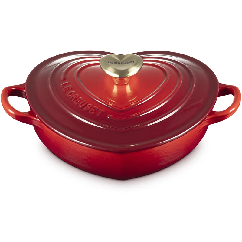 Le Creuset Gourmet-Profitopf Herz mit Herzdeckelknopf 20 cm Kirschrot