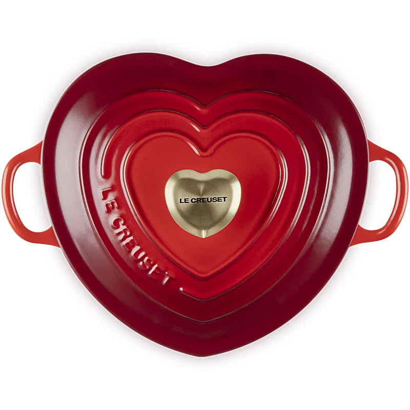 Le Creuset Gourmet-Profitopf Herz mit Herzdeckelknopf 20 cm Kirschrot