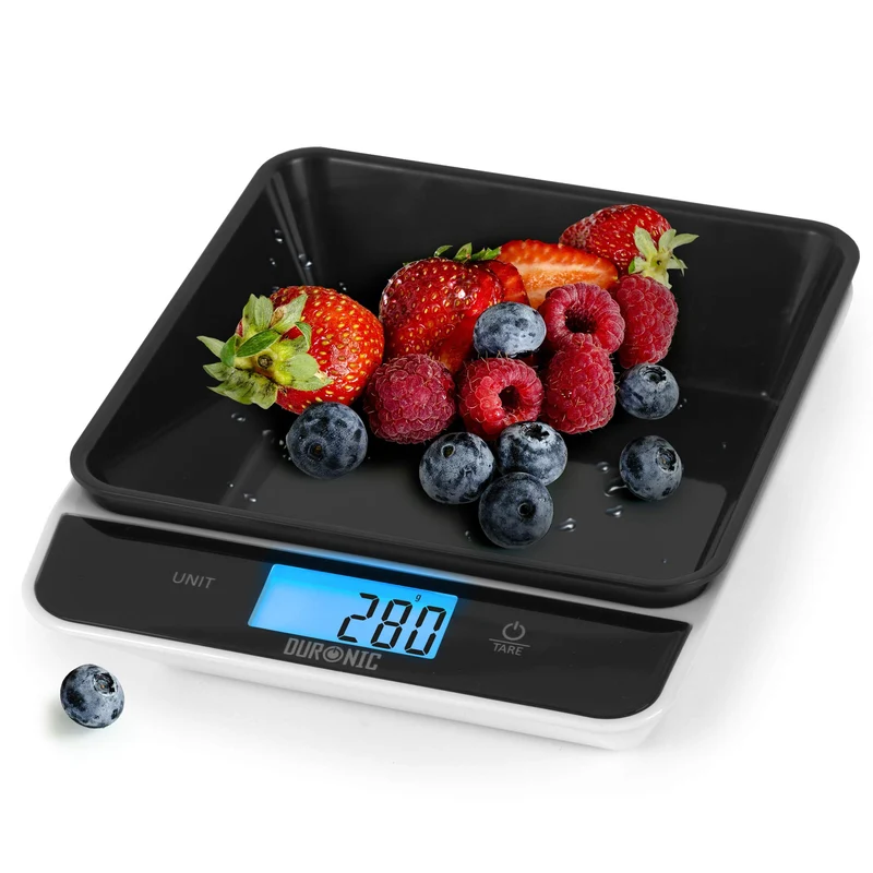 Duronic KS100 BK Küchenwaage | 5 kg Digitalwaage mit 1,2 L abnehmbarer Schüssel | 1 g grammgenau Präzision-Feinwaage | Haushaltswaage mit Tara-Funktion | Digitale Waage mit Hold-Funktion | Zum Kochen