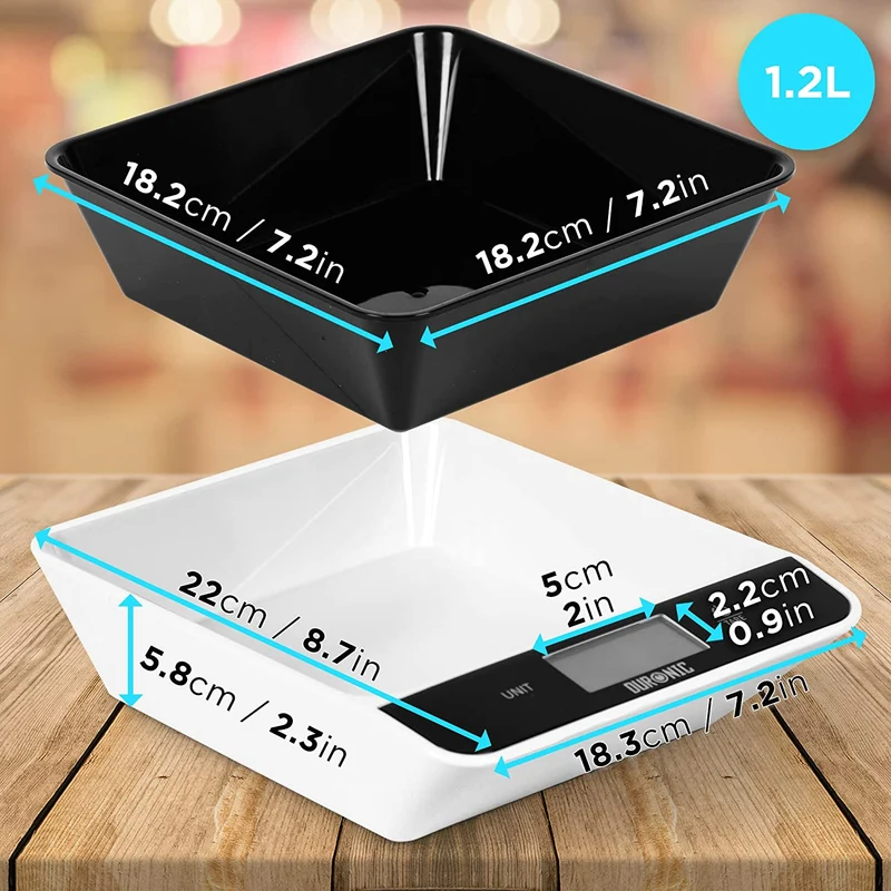 Duronic KS100 BK Küchenwaage | 5 kg Digitalwaage mit 1,2 L abnehmbarer Schüssel | 1 g grammgenau Präzision-Feinwaage | Haushaltswaage mit Tara-Funktion | Digitale Waage mit Hold-Funktion | Zum Kochen
