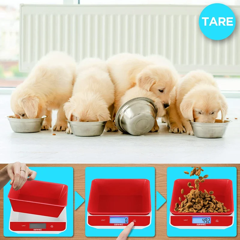 Duronic KS100 RD Küchenwaage | 5 kg Digitalwaage mit 1,2 L abnehmbarer Schüssel | 1 g grammgenau Präzision-Feinwaage | Haushaltswaage mit Tara-Funktion | Digitale Waage mit Hold-Funktion | Zum Kochen