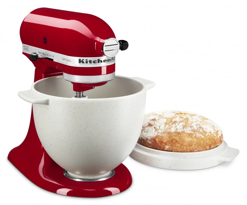 KitchenAid Brot-Backschüssel 5KSM2CB5BGS Grey Speckle mit Brot & Brioche Rezeptbuch
