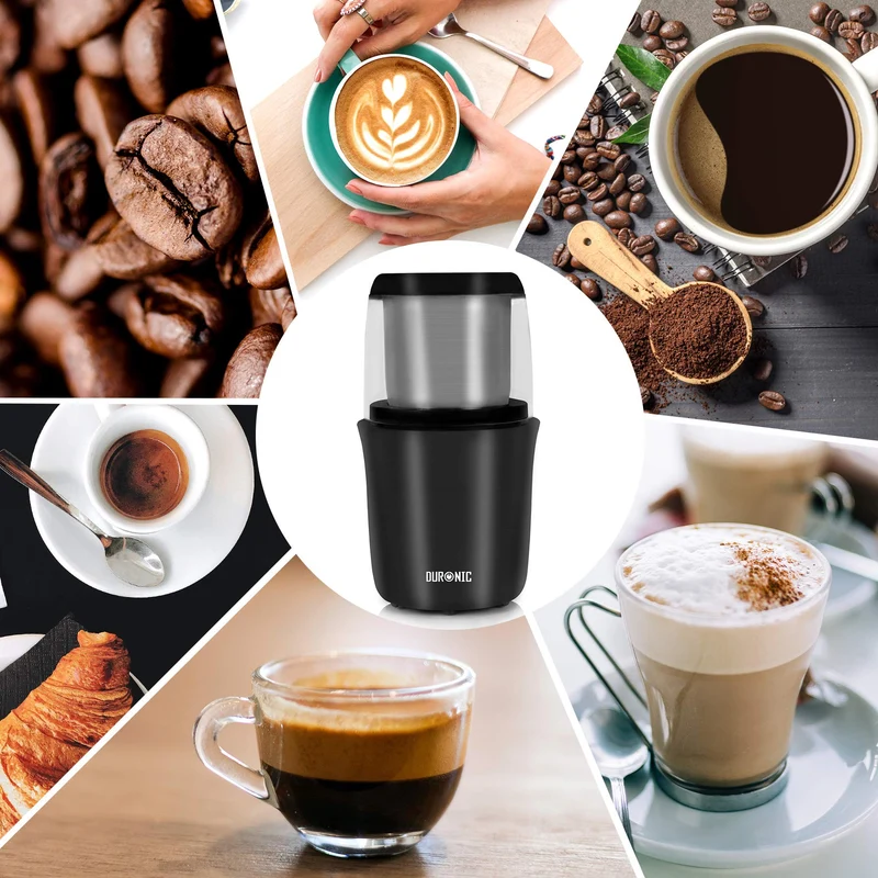 Duronic CG250 Kaffeemühle, 250W elektrische Kaffemühle, Gewürzmühle 75 g Fassungsvermögen, Coffee Grinder für Kaffeebohnen Gewürze Kräuter Nüsse Getreide, Zucker, Kaffeemahlmaschine, Kaffeemahlwerk