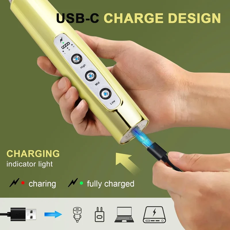 YUSWKO Champagner Gold Hand-Milchaufschäumer Zauberstab mit Ständer für Kaffee, wiederaufladbarer el