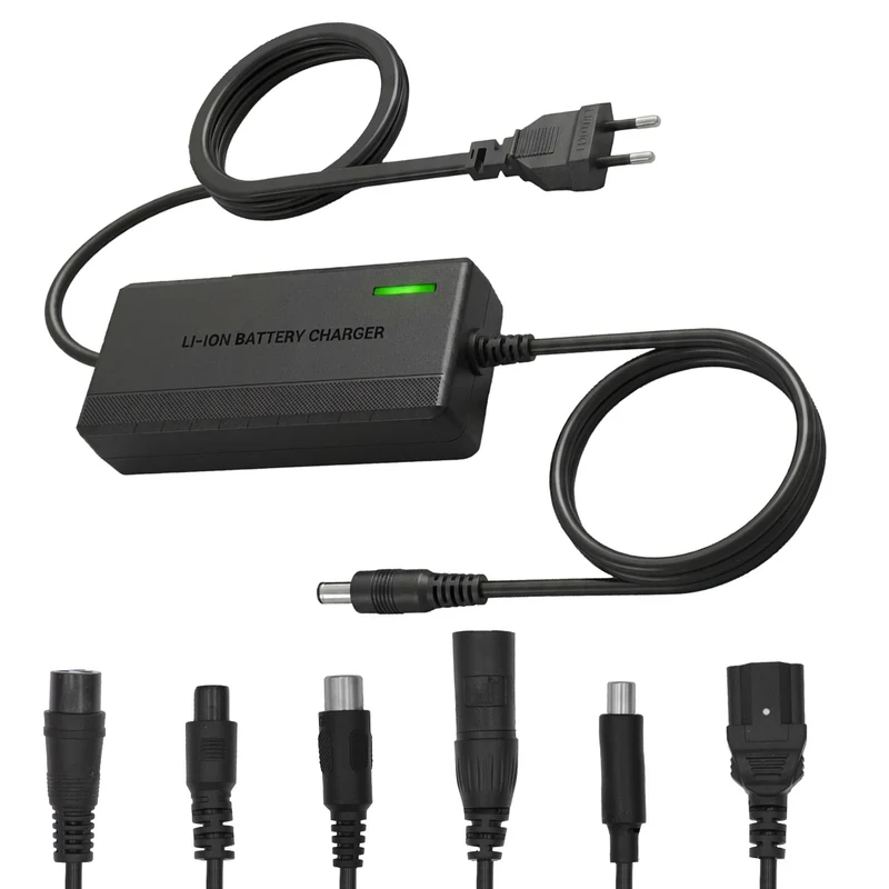 Maclean Energy Universal Charger/Power Supply for Scooters, 54.6V DC, 2A, Max 110W, Fast Charging, 6 Plugs, MCE665