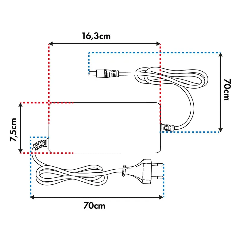 Maclean Energy Universal Charger/Power Supply for Scooters, 54.6V DC, 2A, Max 110W, Fast Charging, 6 Plugs, MCE665