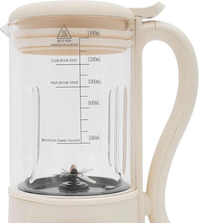 Sojamilch Hersteller, 1400ml Sojamilchmaker mit 16 Klingen, 8 Modi Sojamilch Maschine, Weiss, Blende