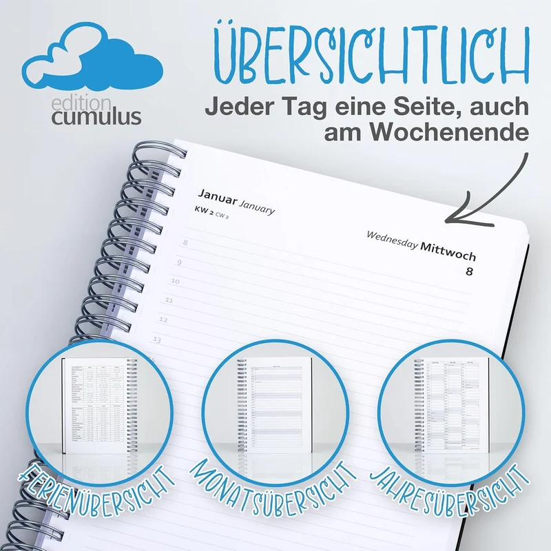 edition cumulus 2026/2027 Dicker Kalender DIN A4 – TAUPE - MADE IN GERMANY - Ideal fürs Büro – Spira