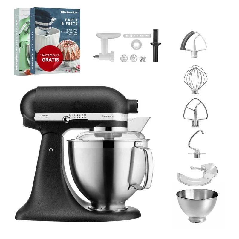 KitchenAid 4,8 L 5KSM185 Artisan Küchenmaschine Cookielover Artisan Fleischwolf+Spritzgebäck+Flexirührer