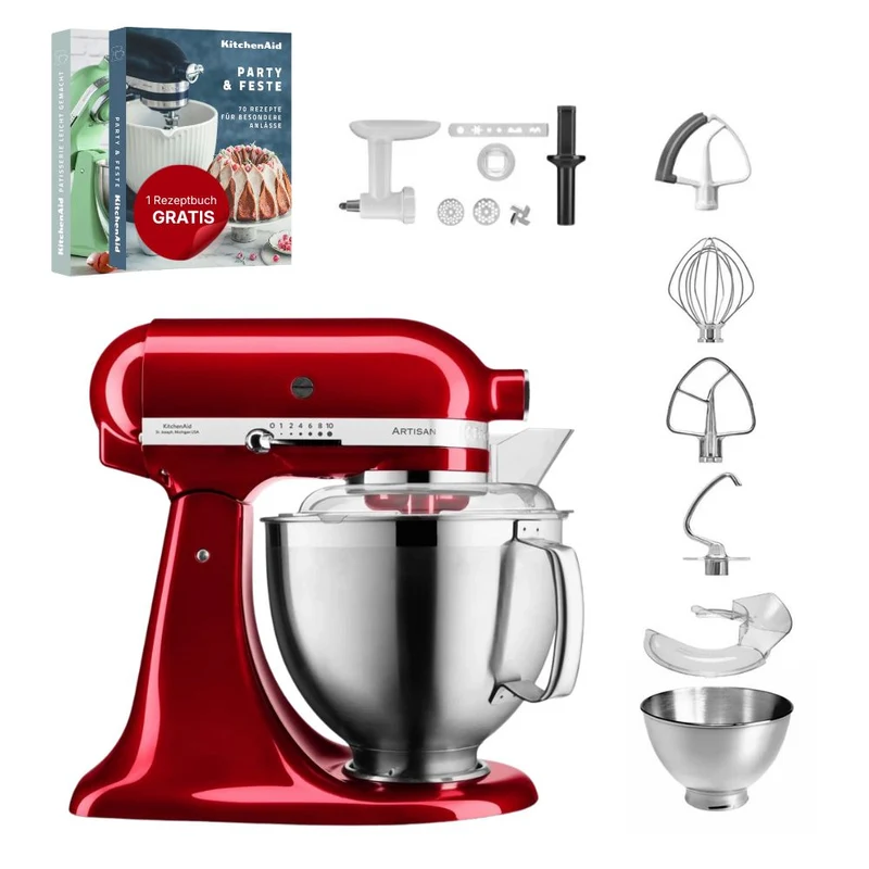 KitchenAid 4,8 L 5KSM185 Artisan Küchenmaschine Cookielover Artisan Fleischwolf+Spritzgebäck+Flexirührer
