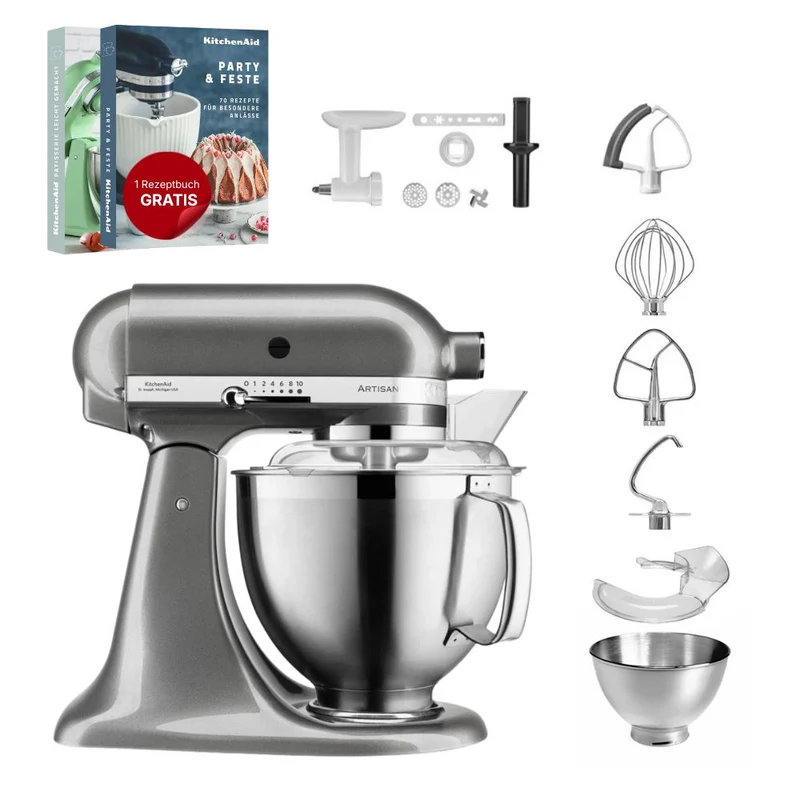 KitchenAid 4,8 L 5KSM185 Artisan Küchenmaschine Cookielover Artisan Fleischwolf+Spritzgebäck+Flexirührer