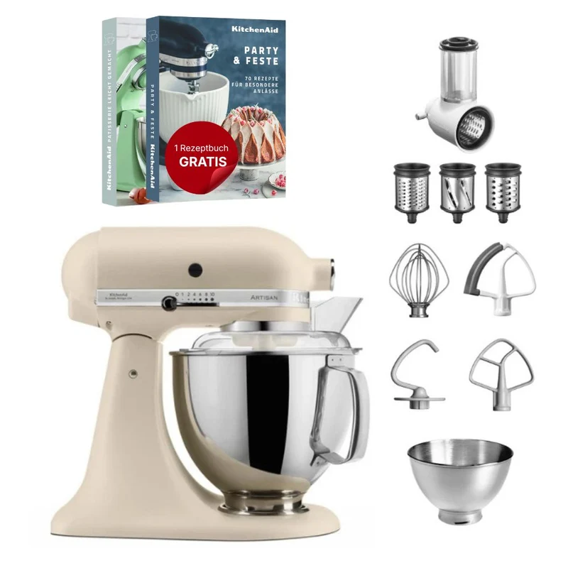 KitchenAid 4,8 L 5KSM175 Artisan Küchenmaschine Beginnerset mit Gemüseschneider