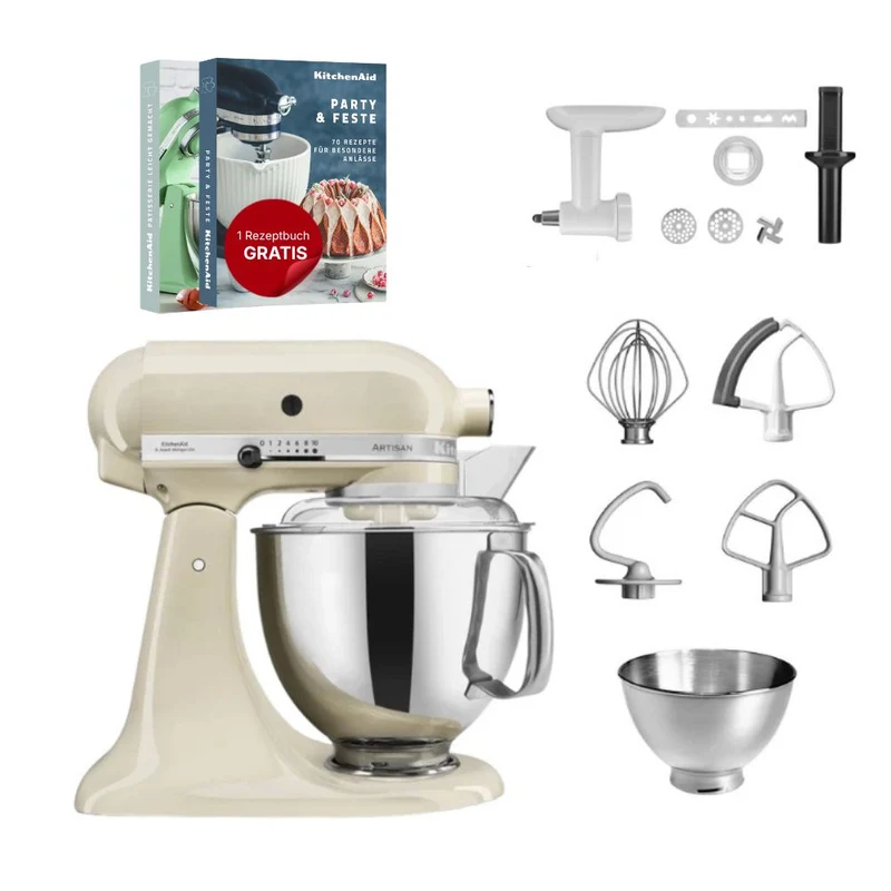 KitchenAid 4,8 L 5KSM175 Artisan Küchenmaschine Cookielover mit Fleischwolf+Spritzgebäckvorsatz