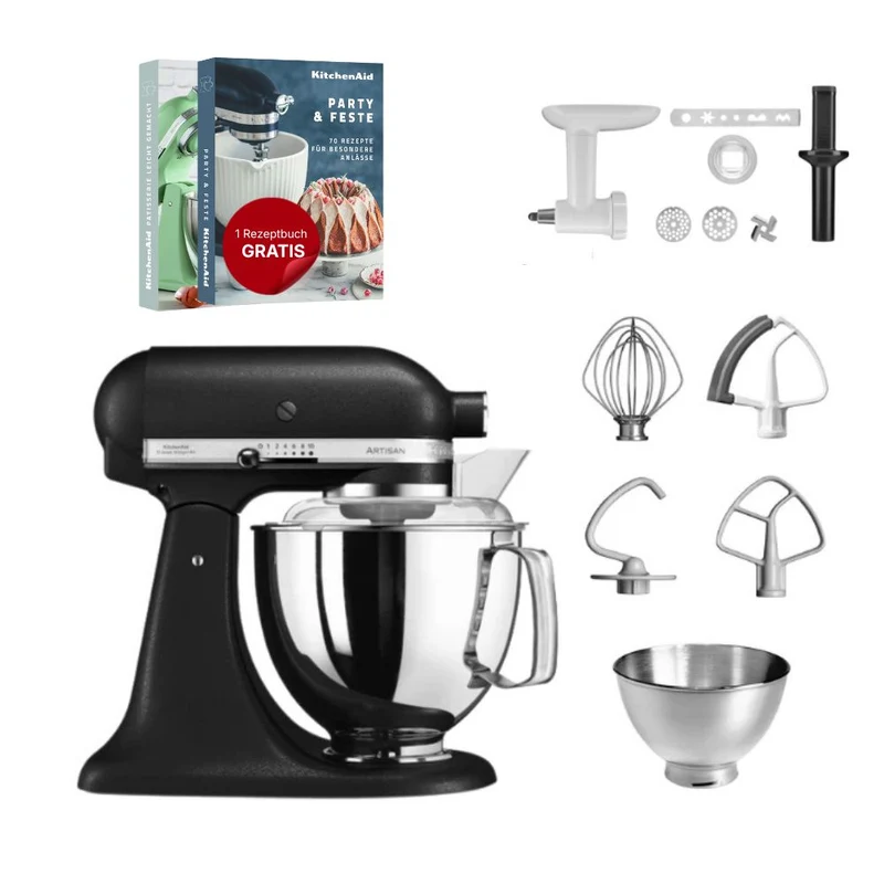 KitchenAid 4,8 L 5KSM175 Artisan Küchenmaschine Cookielover mit Fleischwolf+Spritzgebäckvorsatz