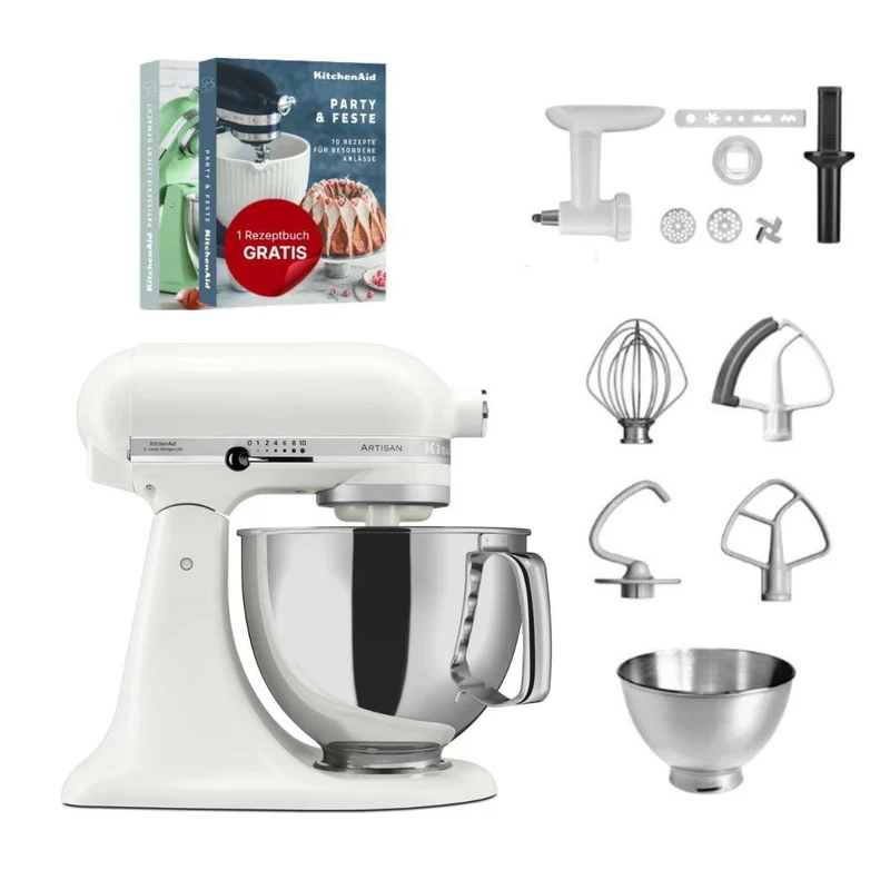KitchenAid 4,8 L 5KSM175 Artisan Küchenmaschine Cookielover mit Fleischwolf+Spritzgebäckvorsatz