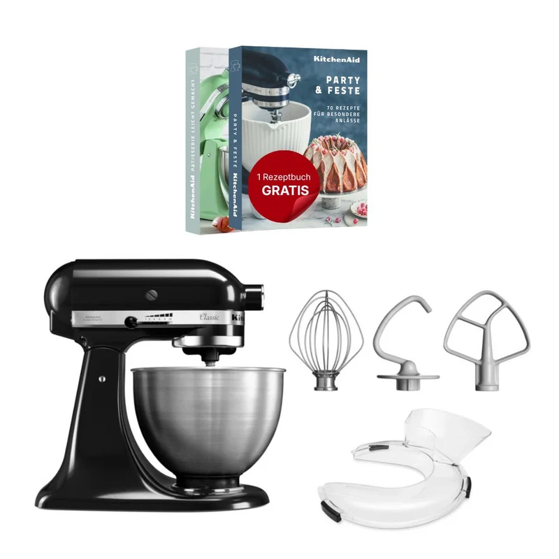 KitchenAid 4,3 L 5K45SS Classic Küchenmaschine Set 1 + Spritzschutz