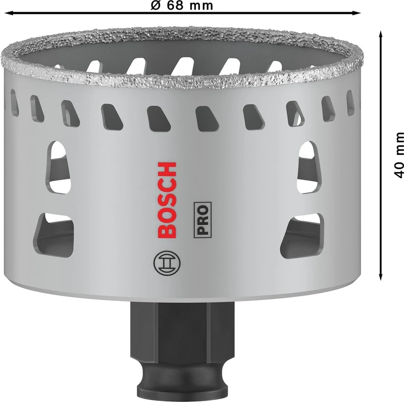 Bosch 1x PRO Tile Power Change Plus Lochsäge (für Harte Fliesen, Weiche Fliesen, Ø 68 mm, Profession